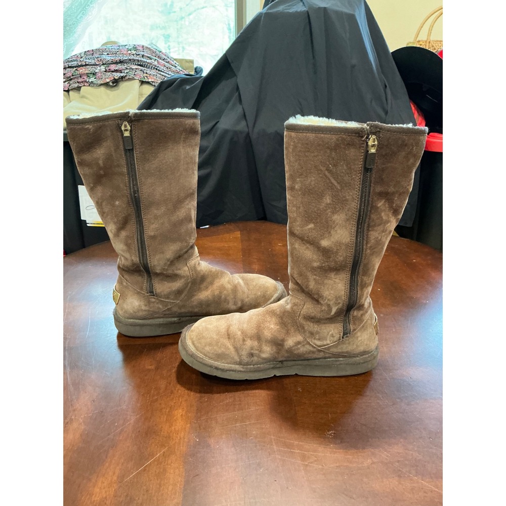 UGG Retro Cargo 1895 Size 8 Brown Suede Sheepskin Lining Side Pocket Buckle Zip - Picture 7 of 14